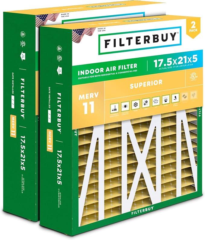Filterbuy 17.5x21x5 Air Filter MERV 11 Superior Pet & Allergy Defense, by Filterbuy