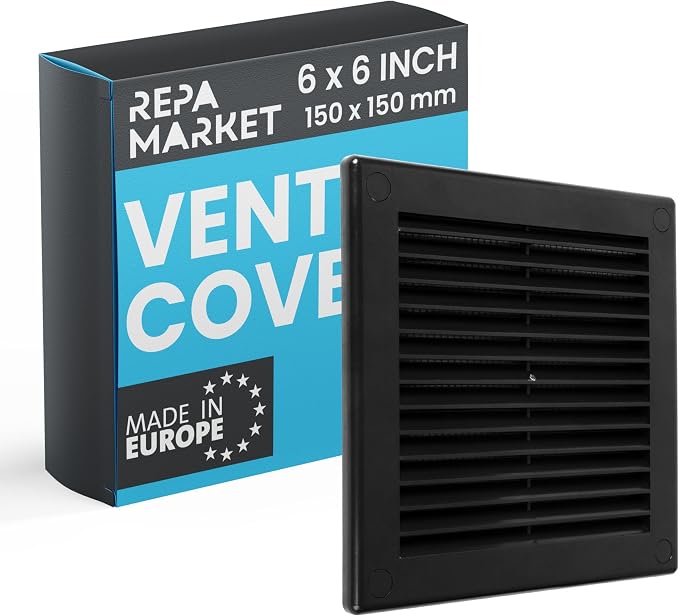 Repa Market 6 x 6 Inch Black Square Air Vent Cover by RepaMarket