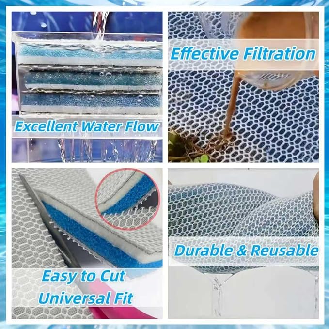 8-Layer Aquarium Filter Media Sponge Pad, Trim-to-Fit Foam Filter Floss - Image 3
