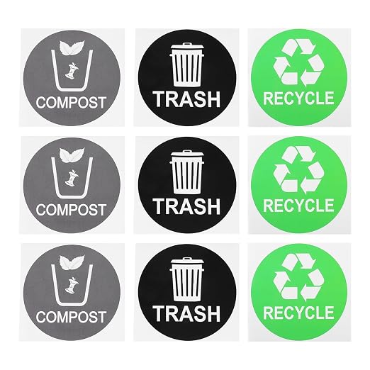 9pcs Trash Can Classification Stickers Self-Adhesive Recycling Decals by GRIRIW