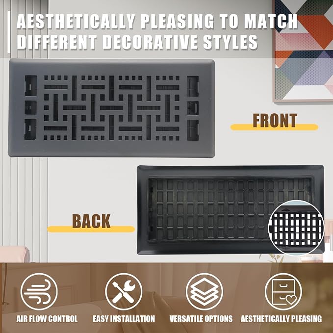 4X10 Inch Floor Vent for Room 2 Packs Floor Grates Heavy Duty Walkable Steel - Image 2