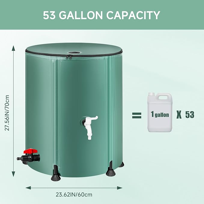 Collapsible Rain Barrel Water Storage Containers-53 Gallon Portable Rainwater - Image 4