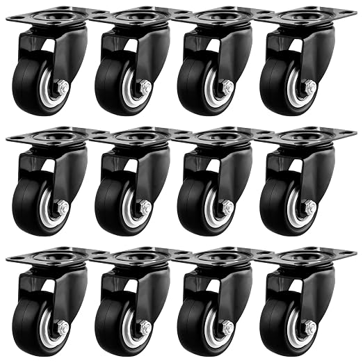 2" Casters Set of 12 Heavy-Duty Industrial Caster Wheels Double Ball Bearing - Image 9