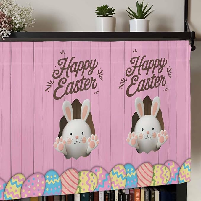 Pink Easter Curtain Valances for Windows, Kitchen Valance Window Treatment - Image 7