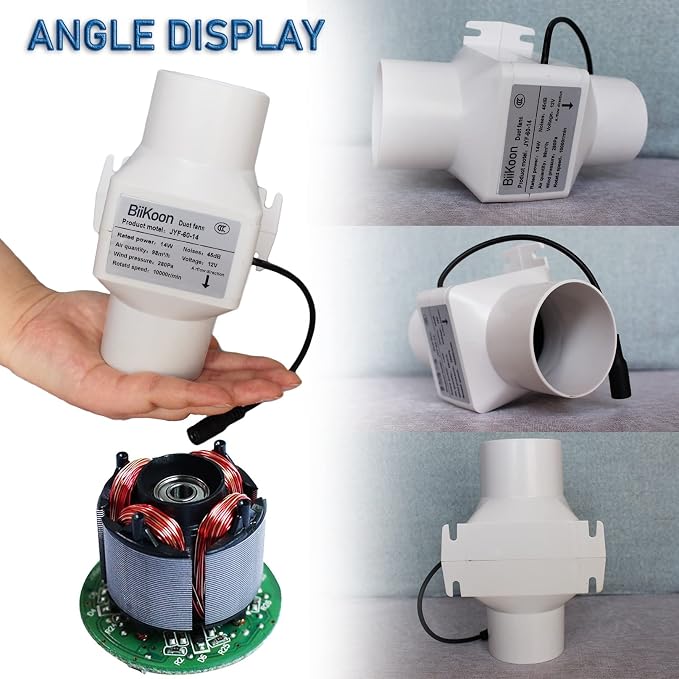 12V Inline Duct Fan Mini Attic Vent Booster 2.4“ 60Mm 58Cfm Variable Exhaust - Image 3