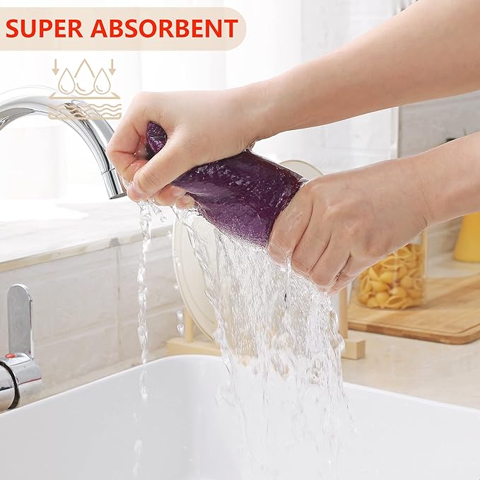 Homaxy 100% Cotton Waffle Weave Kitchen Dish Cloths, Ultra Soft Absorbent Quick Drying Dish Towels, 12 x 12 Inches, 12-Pack, Purple