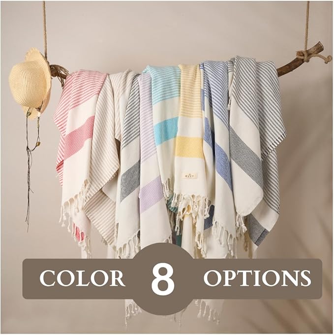 Ruvy Home Basics 2 Pack Turkish Beach Towels – Oversized Quick-Dry Bath Towels (40 x 72 Inches) – 100% Cotton Large Towels for Pool, Yoga, Travel, Camping Essentials, and Bathroom Decor - Black