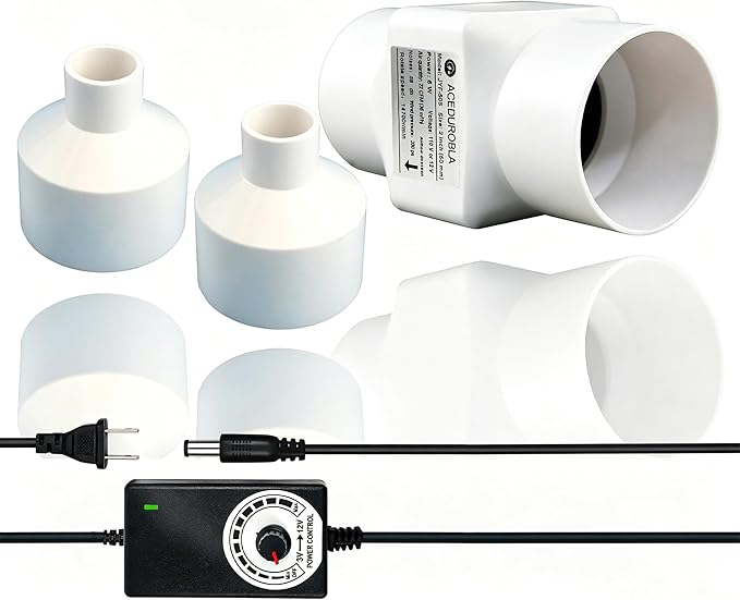 3/4'' 20 mm Inline Duct Fan, 6W 22 CFM Ventilation System High Efficiency by ACEDUROBLA