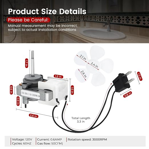 2026 NEW S1200A000 Exhaust Bathroom Vent Fan Electric Motor by Beaquicy - Image 3