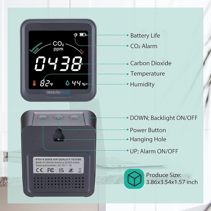 INKBIRDPLUS Ndir Air Quality Monitor Indoor - Image 6