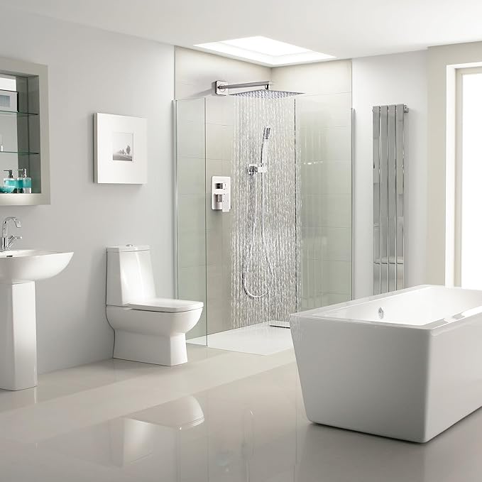 Shower Faucet Set, Rainfall Shower System Complete Wall Mounted for Bathroom with 8 Inch Shower Head and Handheld Rain Mixer Combo Kit with Shower Valve and Shower Trim, Brushed Nickel