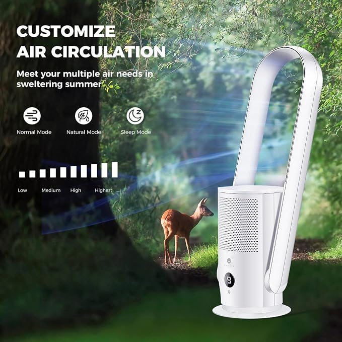 ULTTY Bladeless Tower Fan and Air Purifier Combo, Quiet Oscillating Fan - Image 7