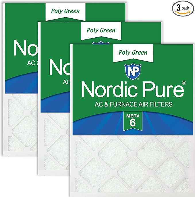 Nordic Pure 20x20x1 Poly Green MERV 6 AC Furnace Air Filters – Reduces Dust by NordicPure