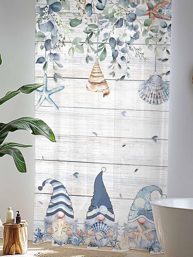 Sheer Curtains 84 Inches Long, Coastal Eucalyptus Leaf Semi Sheer Curtains - Image 4