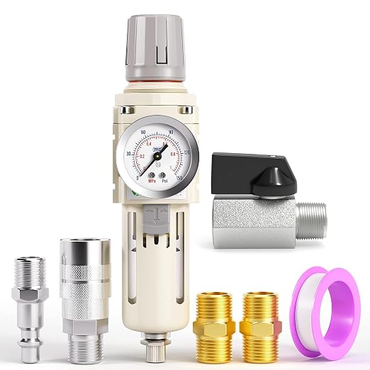 TAILONZ PNEUMATIC 1/2 Inch NPT White Air Filter Pressure Regulator Combo by TAILONZPNEUMATIC
