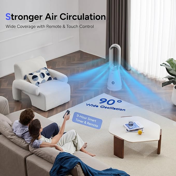 2-in-1 Bladeless Tower Fan, 22 Inch Cooling Fan - Image 3