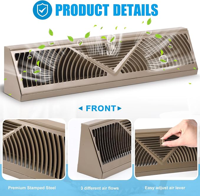 Yaocom 2 Pack Baseboard Register Vent 24 Inch Duct Opening Size Vent Covers - Image 3