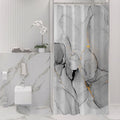 Gibelle Small Stall Shower Curtain 36 x 72, Narrow Half Abstract Grey Marble Shower Curtain, Modern Ink Art Waterproof Fabric Shower Curtain Set with Hooks