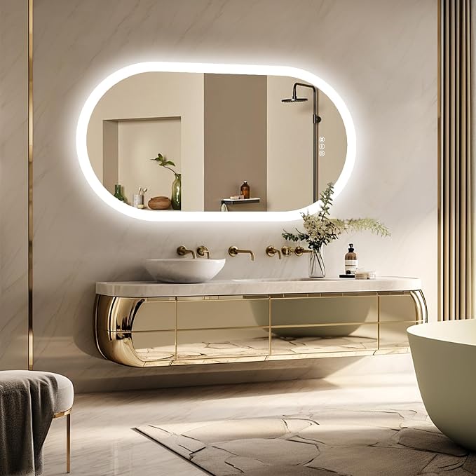 LUVODI Lighted LED Bathroom Mirror: 32x20IN Oval Wall Mounted Vanity Mirror - Image 7