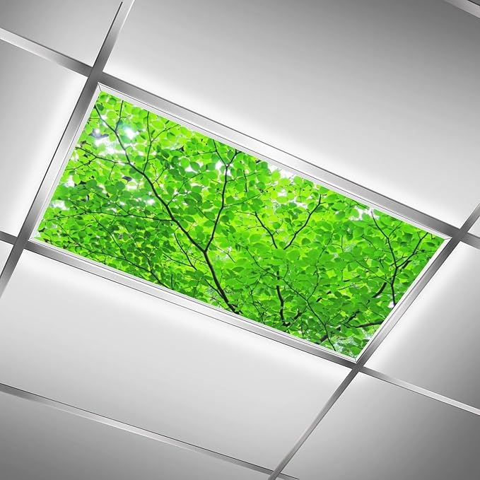 2 Pack Fluorescent Light Covers 4 X 2 Feet Green Forest Magnetic Light Cover - Image 2