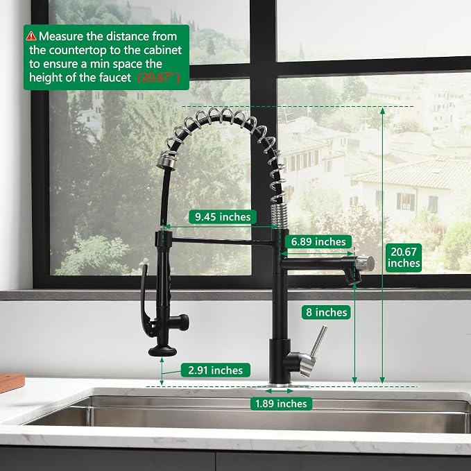Pull Down Kitchen Faucet with Sprayer, Fapully Commercial Matte Black&Brushed - Image 2