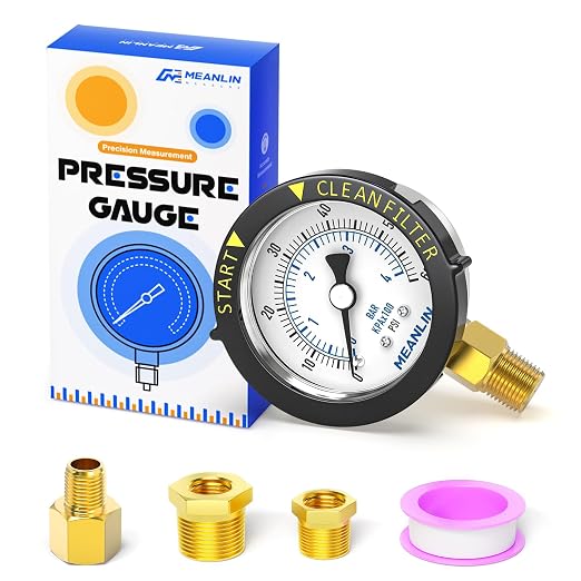 MEANLIN MEASURE 0~60Psi Stainless Steel Start and Clean Filter Pressure Gauge by MEANLINMEASURE
