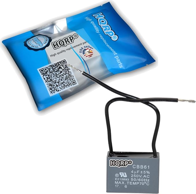 HQRP Ceiling Fan Capacitor CBB61 4uf 2-Wire UL Listed - Image 2