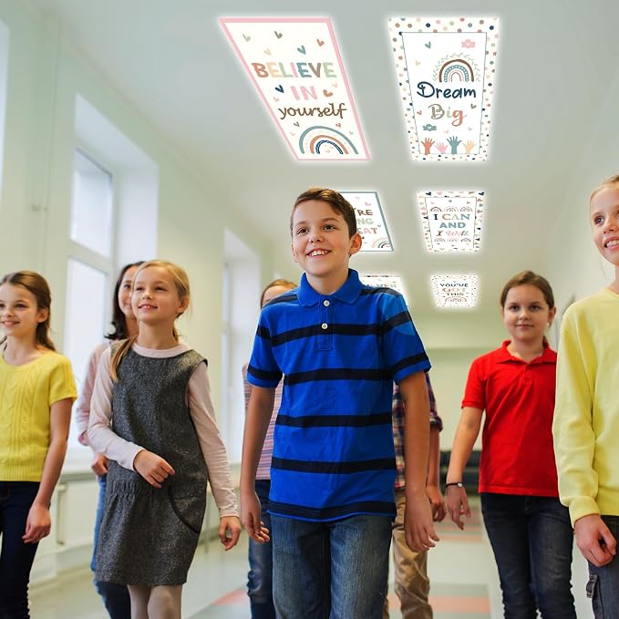 8Pcs Classroom Light Covers for Fluorescent Lights, Retro Magnetic 2x4 FT - Image 6
