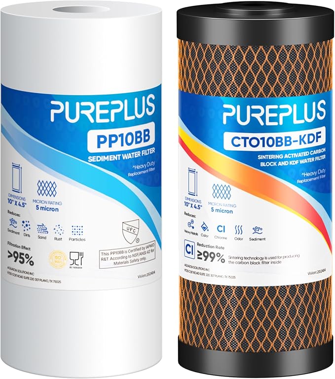 PUREPLUS 5 Micron 4.5" x 10" Whole House Water Filter Combo Kit by PUREPLUS