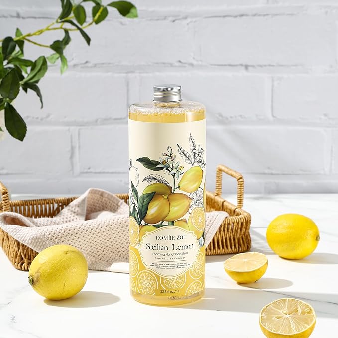 ROMIIE ZOI Foaming Hand Soap Refill, Lemon, Gentle & Moisturizing Formula, 1 L/ 33.8 FL OZ