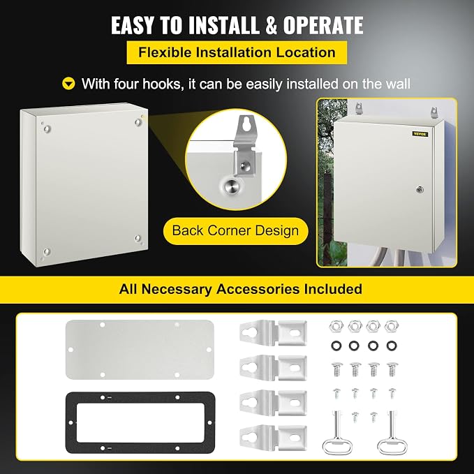 VEVOR NEMA Steel Enclosure, IP66 Waterproof & Dustproof, Outdoor/Indoor - Image 6