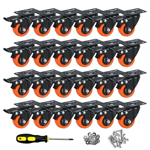 2" Caster Wheels Set of 24, Heavy Duty by ASHGOOB