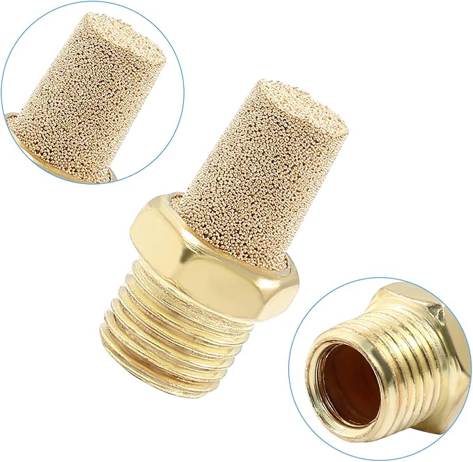 10 Pack 1/4" Male Thread Pneumatic Brass Exhaust Muffler Filter Air Pneumatic - Image 3