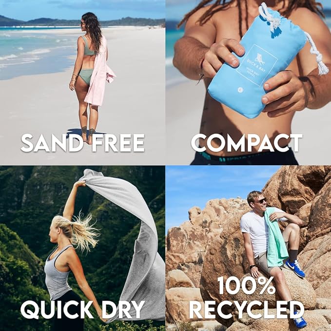 Dock & Bay Customized Beach Towel - Quick Dry, Sand Free - Compact, Lightweight - 100% Recycled - Includes Bag - Essential - Deep Sea Navy - Large