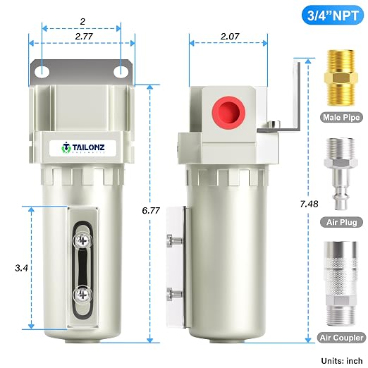TAILONZ PNEUMATIC 3/4" NPT Industrial Compressed Air Desiccant Dryer, Used - Image 2