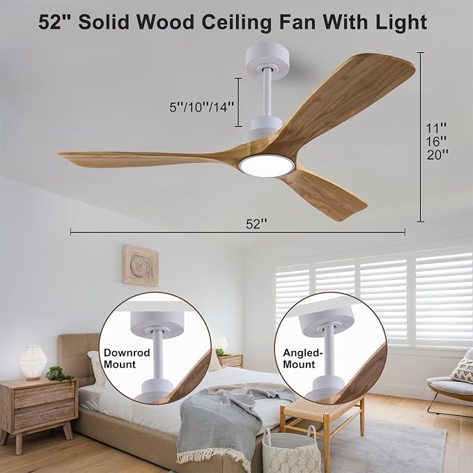 QUTWOB 52" Wood Ceiling Fan - Image 6