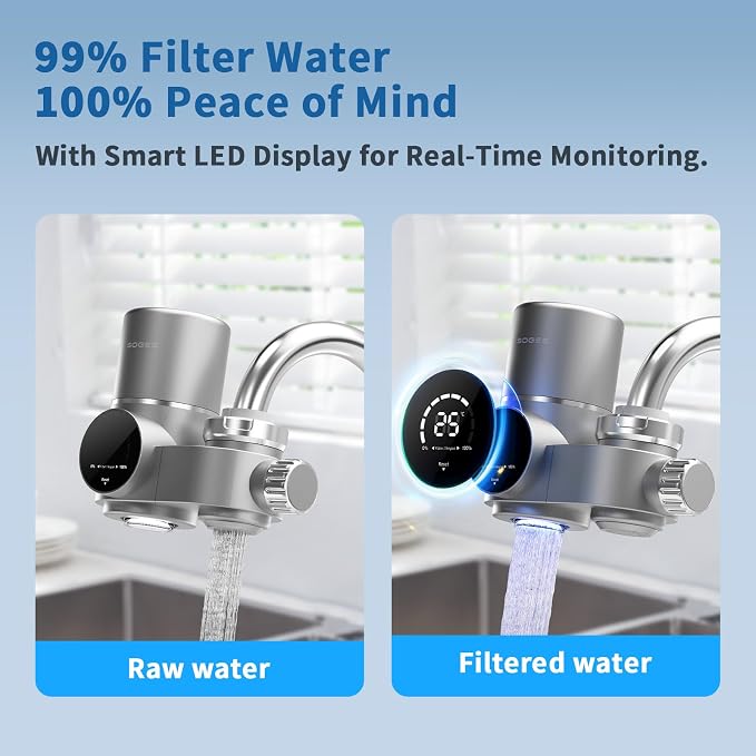 Faucet Water Filter, LED Display Faucet Top Water Filter - Image 3