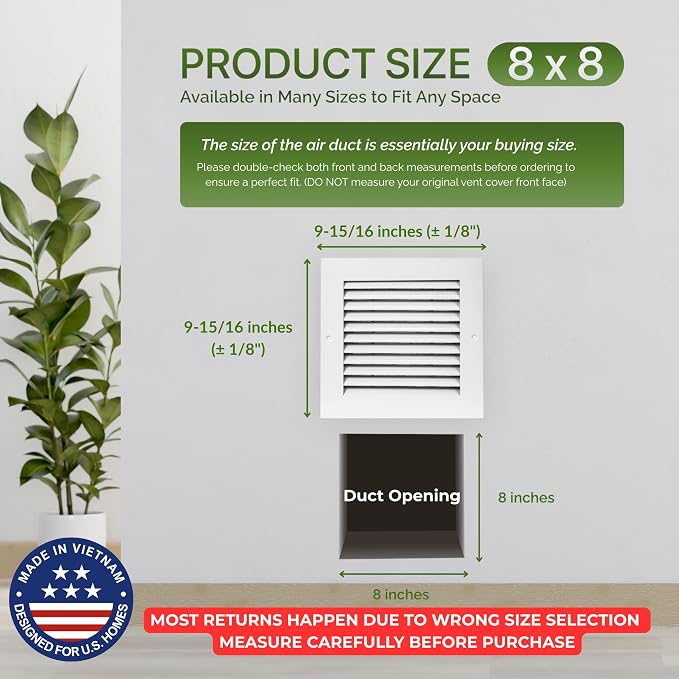 Modern Air Return Grille 8x8 - Image 3
