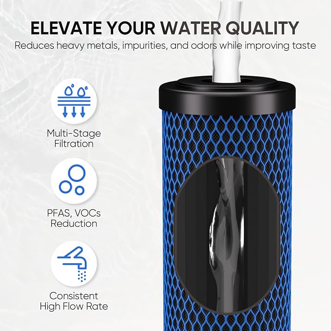 1 Micron 2.5" x 10" Whole House CTO Carbon Water Filter Cartridge Replacement - Image 5