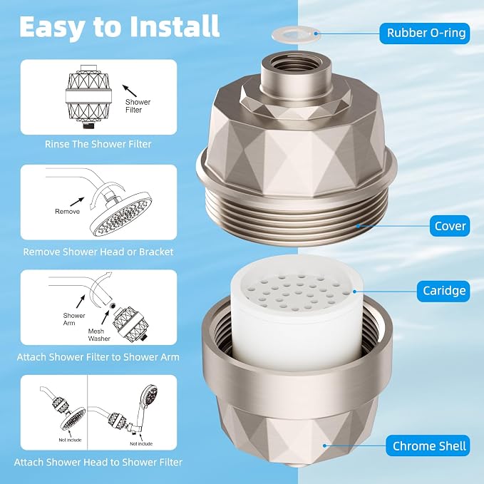 Hibbent Shower Filter for Hard Water, High Output Shower Head Filter to Remove - Image 8