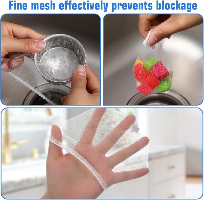 300 PCs Disposable Mesh Sink Strainer Bags, Kitchen Strainer Mesh Bag Non-Clog - Image 6