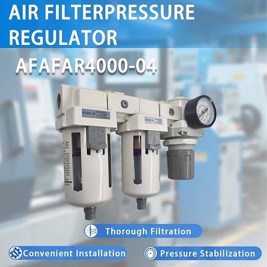 XingNEeng 1/2" NPT Compressed Air Filter Regulator Lubricator Combo, Water/Oil - Image 8