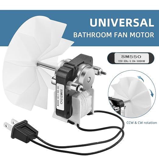 【Upgraded 100% Copper】 SM550 Bathroom Exhaust Fan Motor Compatible - Image 3