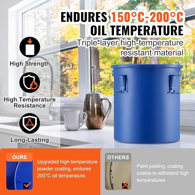 VEVOR Fryer Grease Bucket - 6 Gal Carbon Steel Oil Disposal Caddy - Image 3