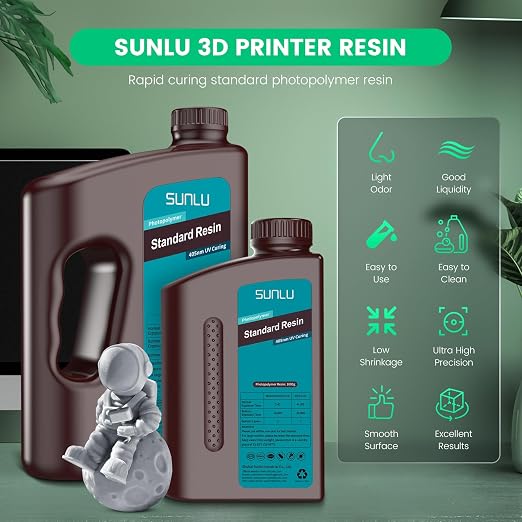 SUNLU 3D Printer Resin 2kg, Fast Curing Standard 3D Resin - Image 2