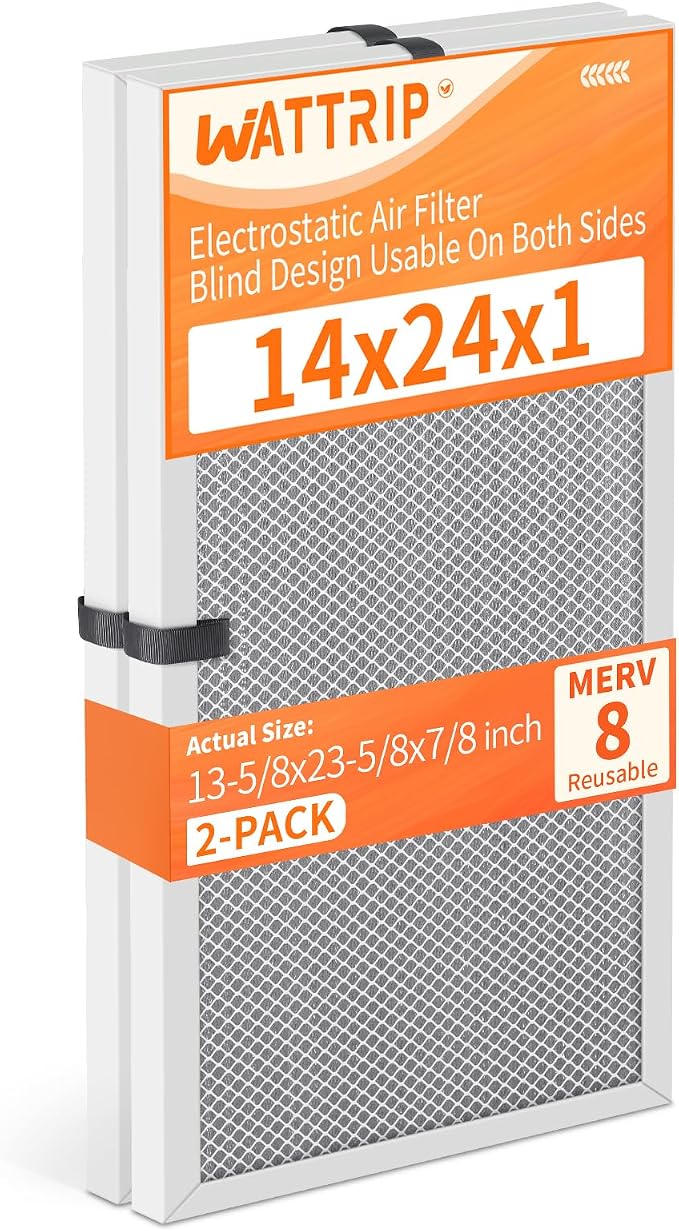 2-Pack 14x24x1 MERV 8 Reusable & Washable Electrostatic Air Filters by BreatheSmartLiveClean