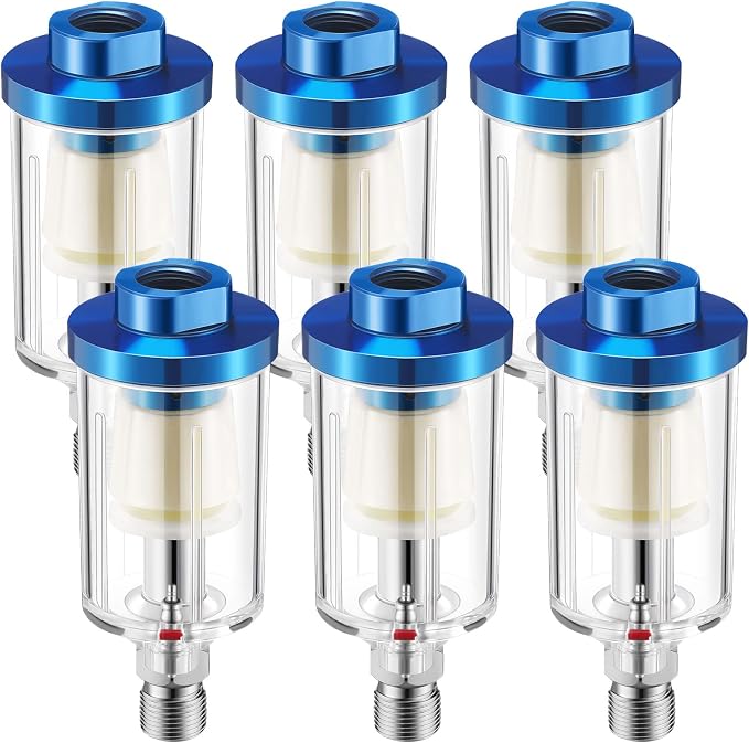 Pack of 6 Small Water Oil Separator Filter 1/4 Inch NPT Inlet and Outlet Air by Hortsun