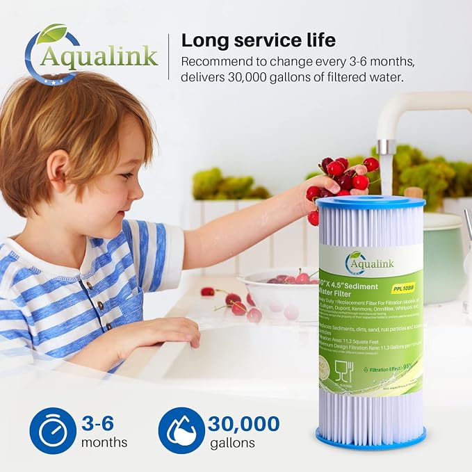 AQUALINK PPL10BB 10" x 4.5" Whole House Pleated Sediment Filter - Image 6