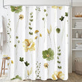Gibelle Watercolor Floral Shower Curtain, Olive Green Beige Flower Shower Curtain for Bathroom, Modern Minimalist Waterproof Fabric Shower Curtain Set 72x72 Inch