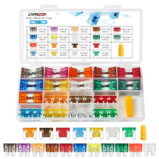 Chanzon 122 Pack Standard&Micro Blade Fuse Assortment Kit ATC/LP 18 Values by Chanzon